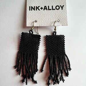 NWT Ink + Alloy Black beaded earrings